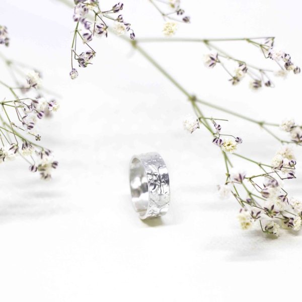 Anillo floral plata